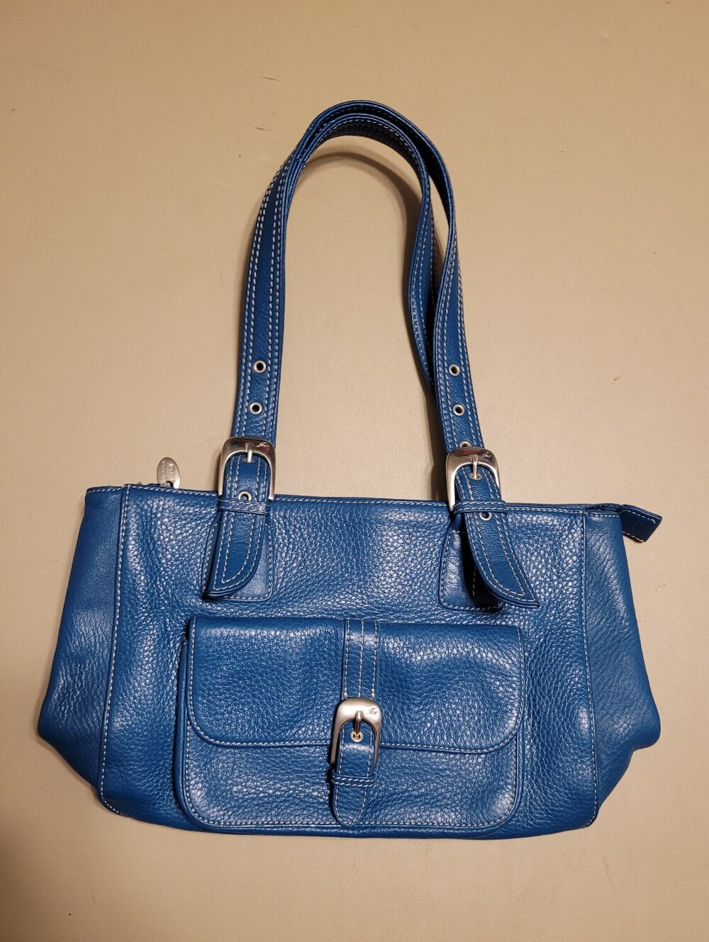Stone Mountain Blue Leather Shoulder Bag.